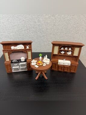 Collections Etc. Miniature French Country Cottage Style 3 Pc Kitchen Set 1:12